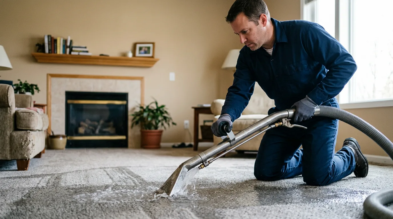 Water damage restoration technician working near Hastings, MN